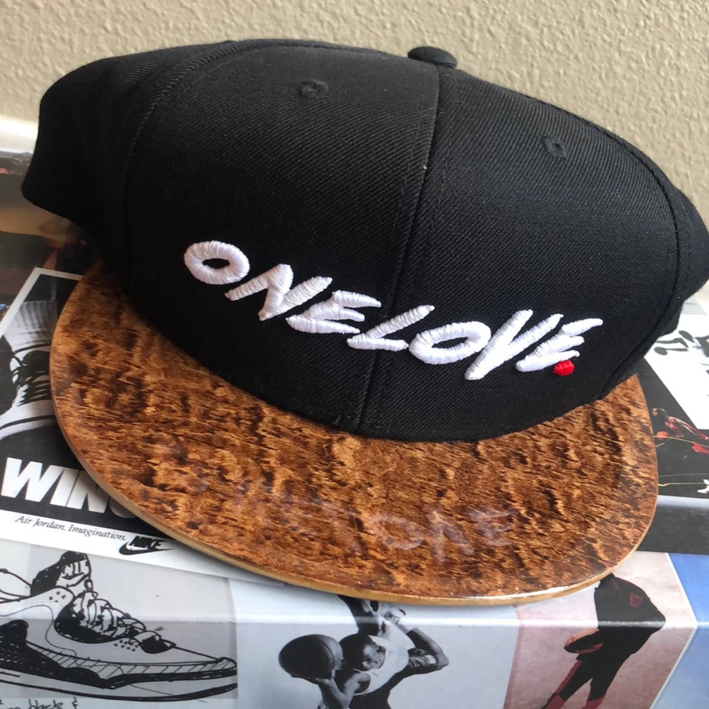 A custom wood frame skate cap